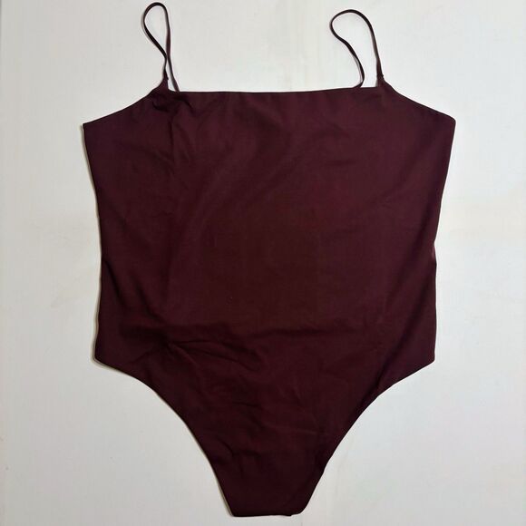 Athleta Tops - NEW Athleta Bodymove Vitaform Cami Bodysuit -Size L -Thong Spiced Cabernet Red